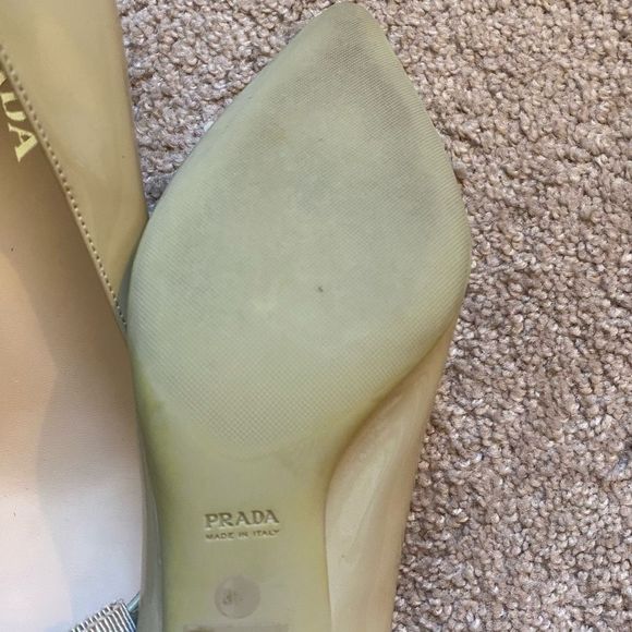 PRADA womens leather cream white bow kitten heels size 38.5(8) - Picture 7 of 8